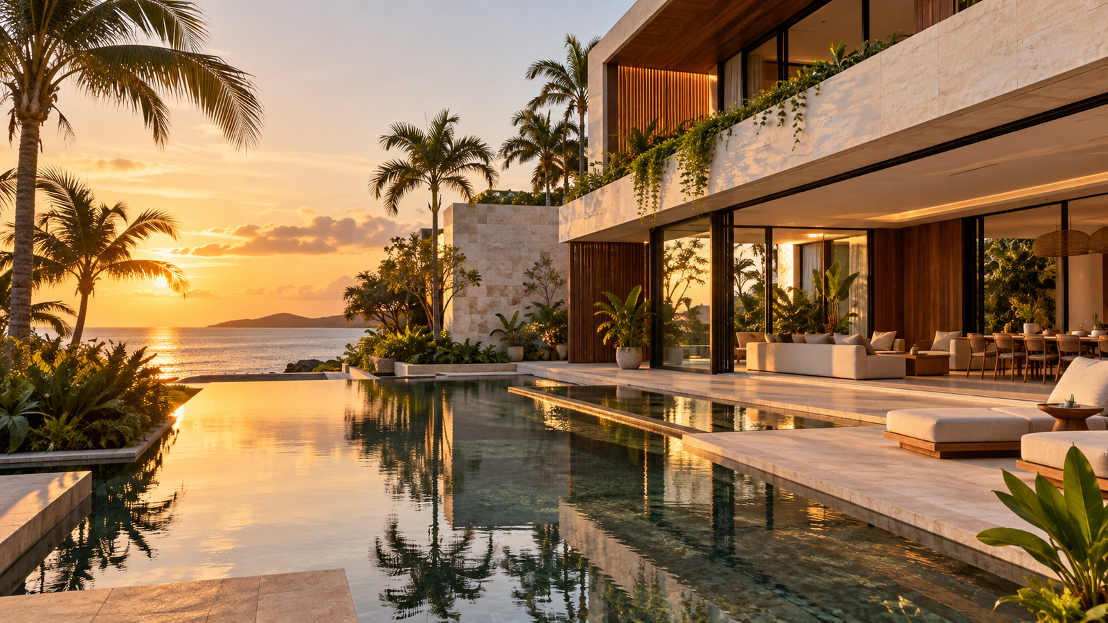 Visualización conceptual de una residencia contemporánea tropical
